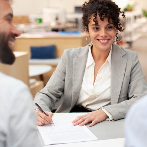 HR manager meeting with employees